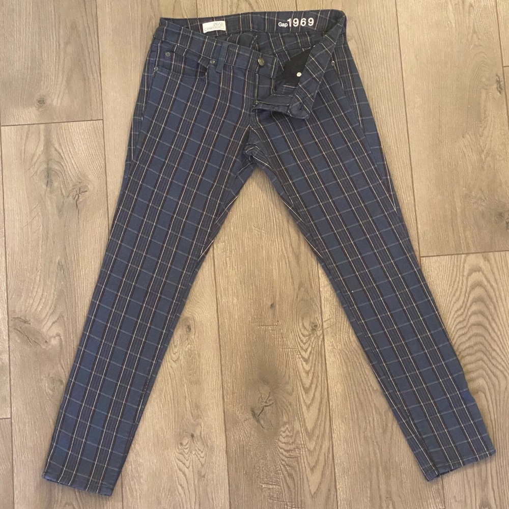 Gap Blue Plaid Always Skinny Pant